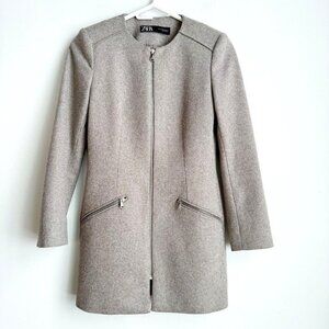 Zara made in Spain Micro Check Wool Blend Zip Blazer XS